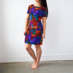 60s vintage geometric mod mini dress M
